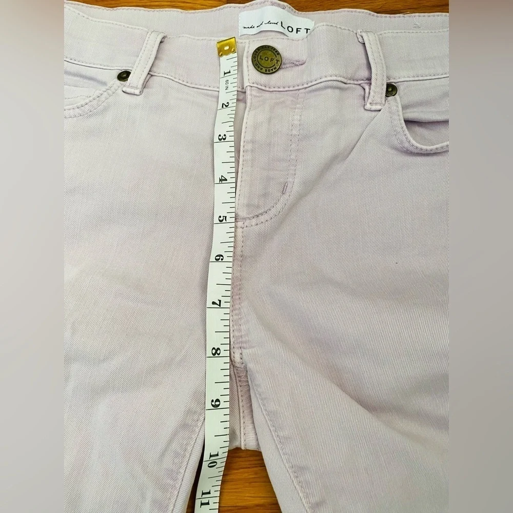 Loft Powder Pink Jeans Modern Skinny Raw Split Hem Stretch Size 0 / 25